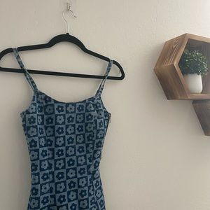 pacsun denim floral designed bodycon dress